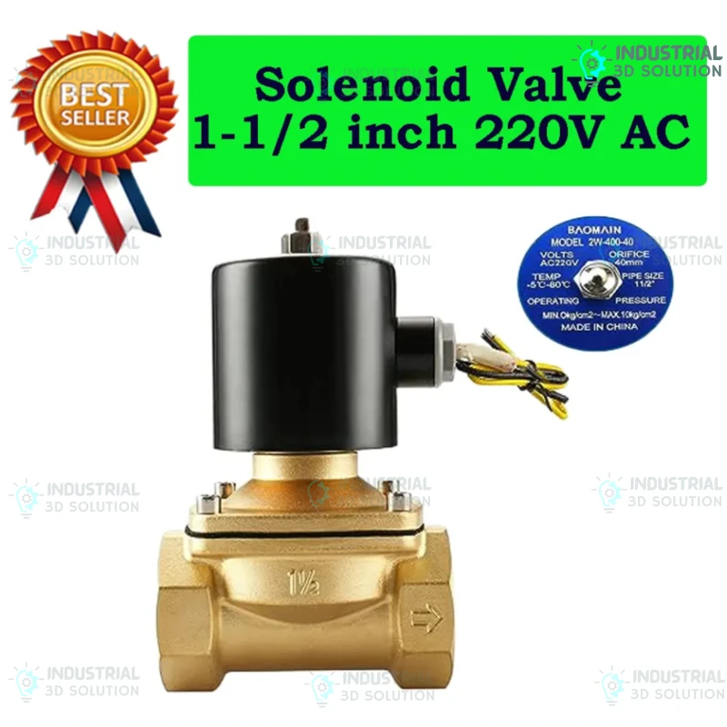 UW-15 Solenoid Valve AC 220V / 1/2 Inch Normally Closed Brass Electric Water Valve / Automatic Flow Control Valve / Industrial & Domestic Use