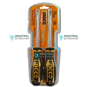INGCO HKSDS0228 2-Piece Screwdriver Set | Heavy-Duty Magnetic Slotted & Phillips Industrial Hand Tools