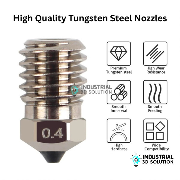 BeeLayers 0.4mm Tungsten Steel Nozzle for Bambu Lab X1, X1C, X1E, P1P, and P1S 3D Printers.