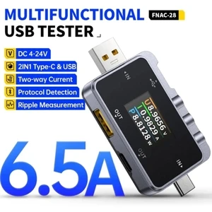 FNIRSI FNAC-28 – 2-in-1 Type-C USB Digital Power Meter & Fast Charger Tester for Voltage, Current & Power Bank Analysis