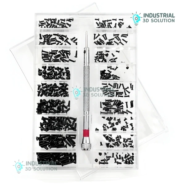 500 Piece Stainless Steel Micro Screw Repair Kit for Laptops, Glasses, and Watches. 18 Sizes of Tiny Screws with Precision Screwdriver.