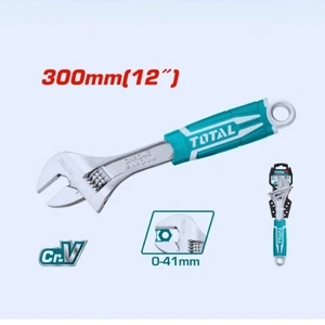 TOTAL [Model-THT101126] ProGrip 12" Adjustable Wrench (300mm) – Heavy-Duty Spanner Tool |