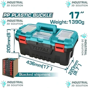 TOTAL TPBX0171 17 Inch Plastic Tool Box - Portable Storage Organizer for Hand Tools & Accessories