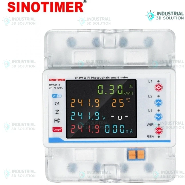 Sinotimer DTS6619 3-Phase Digital Energy Meter 100A | WiFi IP-Based Power & kWh Monitoring Meter with Real-Time Remote Data Logging