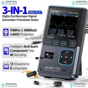 FNIRSI DSO-TC4 3-in-1 Digital Oscilloscope 10MHz 48MSa/s with Transistor Tester & Signal Generator for Circuit Diagnostics