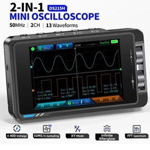 FNIRSI ScopeGen DS215H – 2-in-1 50MHz Dual Channel Digital Oscilloscope & DDS Signal Generator with 250MS/s Sampling for Circuit Analysis & Waveform Testing