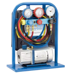 HVAC Refrigerant Charging Recovery Station With 5-Valve Manifold Gauge for Car Air Condition Repair