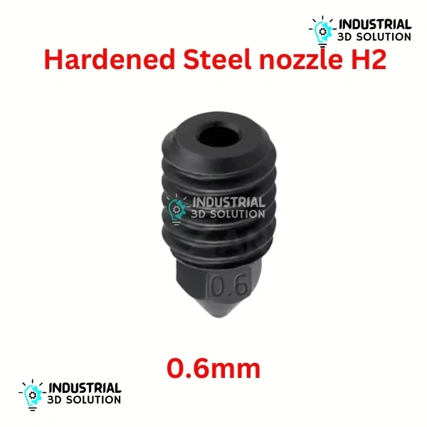 BeeLayers 0.6mm Hardened Steel Nozzle for Bambu Lab H2D, H2S, H2C, P2S, and X2D 3D Printers.