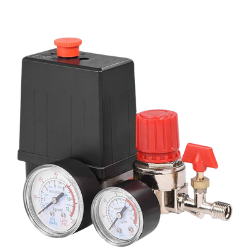 Pressure Control Switch Valve Good Sealing 90-120PSI Air Compressor Pressure Control with Regulator Gauges