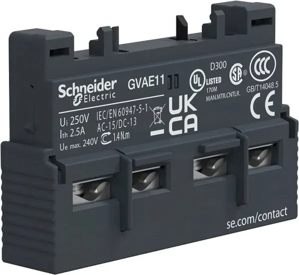 1NO+1NC, Auxiliary Contact Block; Range: GV2/GV3 - Schneider
