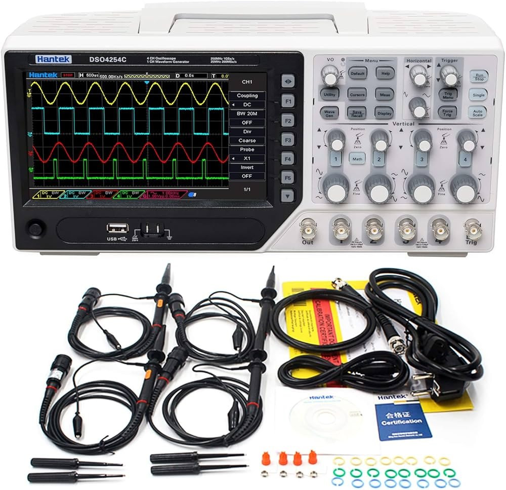 Hantek DSO4254C Digital Storage Oscilloscope 4 Channels 250Mhz 1GS/s Sample Rate LCD PC Integrated USB Portable Oscilloscopes