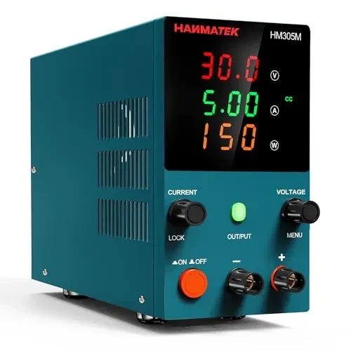 HANMATEK HM305T 30V 5A 4-Digit DC Power Supply Programmable Voltage Current Power Time Display with PC Software and USB Interface