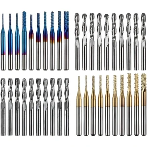 TwoTrees 40PCS CNC Router End Mill Bits Set | Premium Carbide Engraving, Milling & PCB Cutting Tool Kit for Wood, Acrylic, MDF, Plastic, Aluminum & CNC Machines