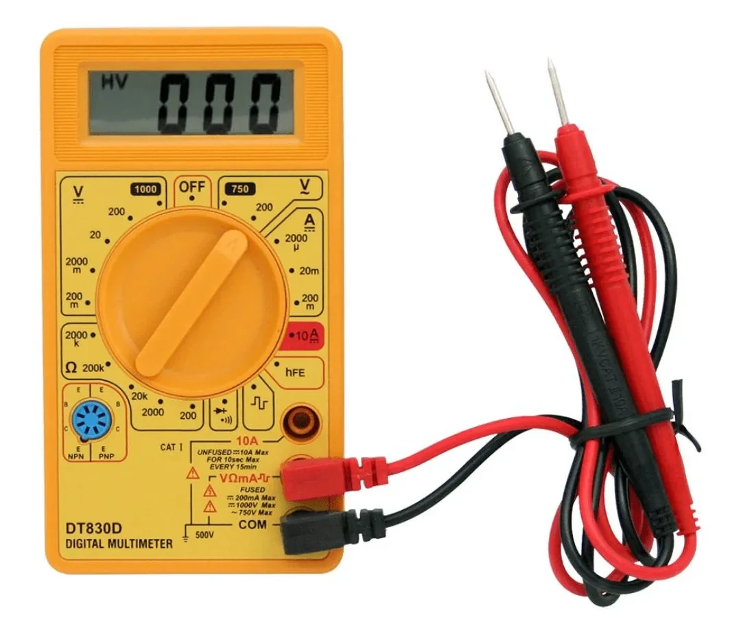 DT830D Digital Multimeter AC/DC Voltage Ohm Ampere Res Diode Meter Tester Yellow