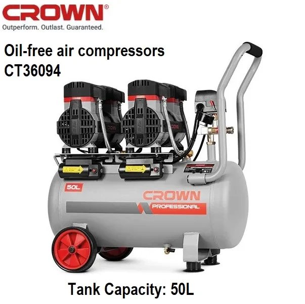 Crown 50L Oil-Free Air Compressor, Silence Air Compressor for Dental Doctor Capacity: 50L, Power : 2800W, Model: CT36094 - Kings Trading