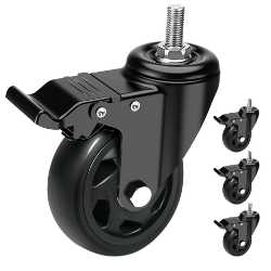 4 Pics Heavy Duty 2 Inch Lock Silencer Wheels With Screw Suitable For Trolley, Furniture, Chair, Table And Load Capacity 150-200kg/Red Color Universal Swivel Castor Rotating Wheels With Brake