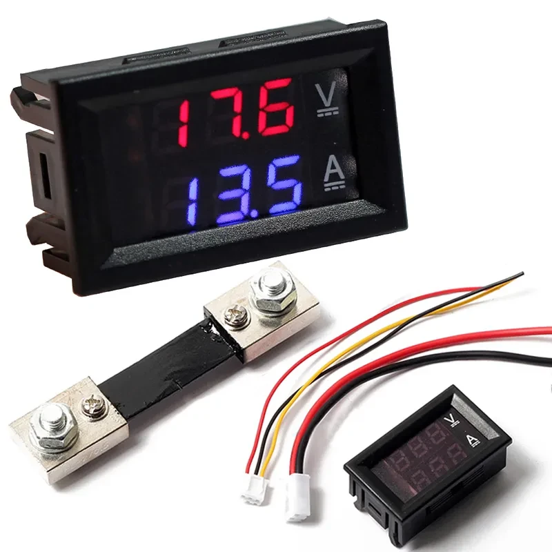 Digital Voltmeter Ammeter Dual LED Amp Volt Meter With Shunt DC 0-100V 50A